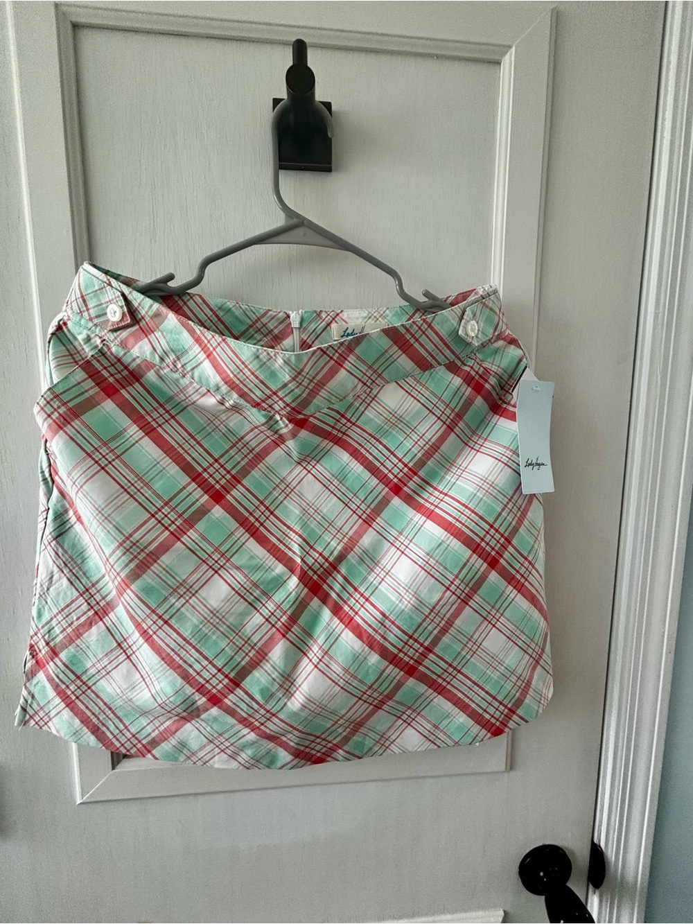 Lady Hagen White Polo and Skort with Pink & Green Plaid Trim - Picture 3 of 7